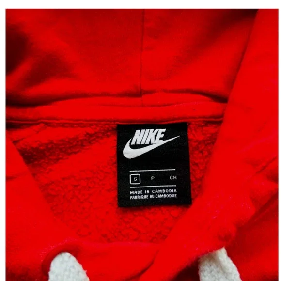 Nike Air Hoodie Mens Small Red Black Spell Out Pullover Sweatshirt Hooded - Picture 4 of 13